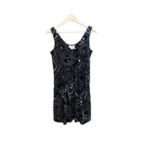 Vintage J. Valdi Black and White Spiral Polka Dot Mini Dress